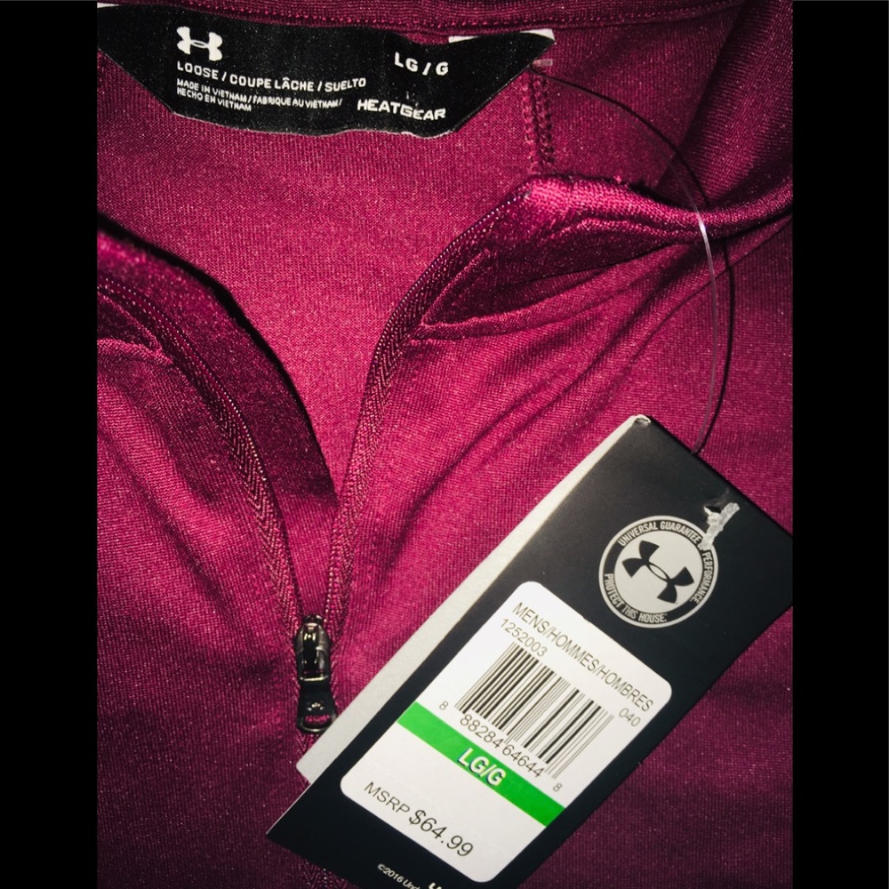 Under Armour Burgundy Wine 1/4 Zip   Long Sleeve L - Picture 3 of 8